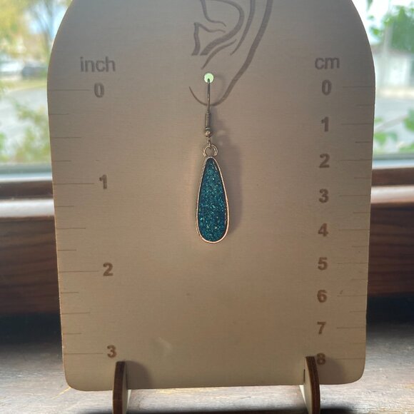 Bundle 3 for $12. Blue Sparkly Gold Tone Dangle Earrings. - Picture 2 of 3